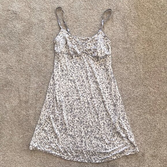 Y2K Babydoll Leopard Polka Dot Gray & White Cami Mini Dress M - Picture 4 of 8